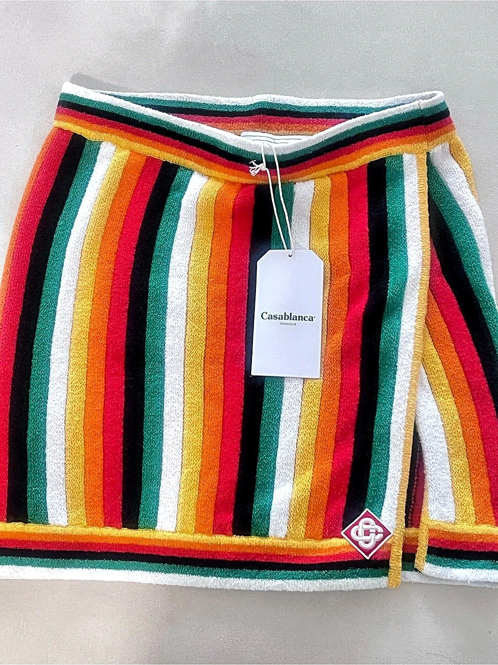 Casablanca Striped Towelling Mini Skirt Multicolor & Green Medium NWT